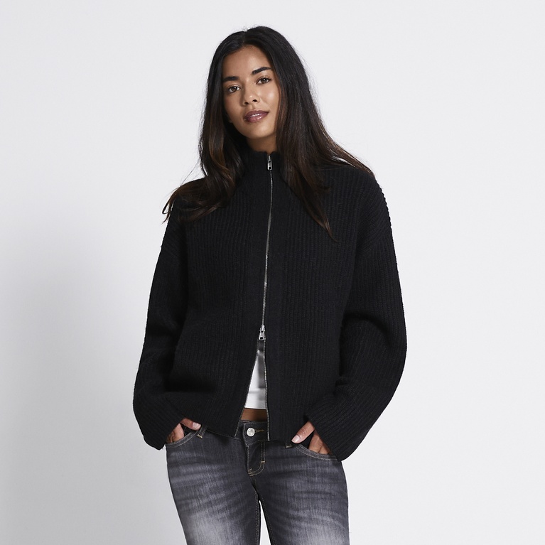 Zip knit cardigan "Zip Cardigan" Black